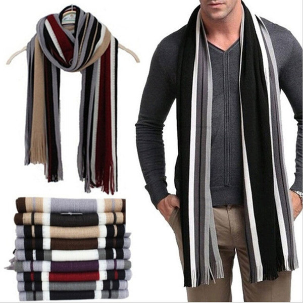 fashion designer scarf men striped cotton scarf female & male new shawl wrap knit cashmere Striped with tassels