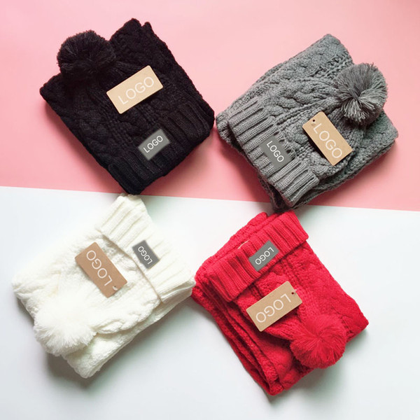 Hats Scarves Sets Winter Knitting Hat Scarf Set Solid Color Warm Cap Scarves Winter Women Fashion Christmas Gift Come Withe Packaging Bag