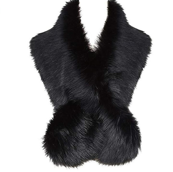 Womens Faux Fur Collar Shawl Faux Fur Scarf Wrap Evening Cape for Winter Coat