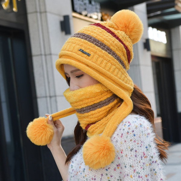 2Pcs/Sets Hat & Scarf Warm Winter Ball For Kids Girls Knitted Unisex Hats Women Hemming Hat Ski Warm Accessories M840#