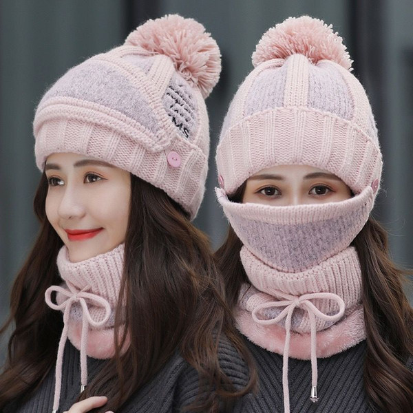 Hat lady autumn and winter knit hat versatile youth ear protection winter warm add pile thick cycling wool cap children