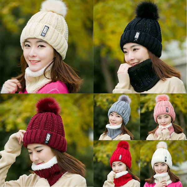 Balaclava two-piece winter ladies knit hat autumn winter wool cap fashion ladies hat men's wholesale