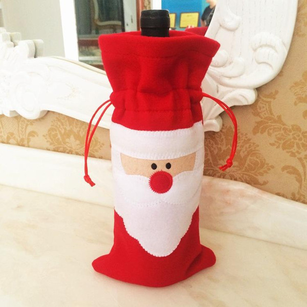 Christmas stockings Santa Claus Red Wine Bottle Cover Bags Christmas Table bottle bag Party Supplies