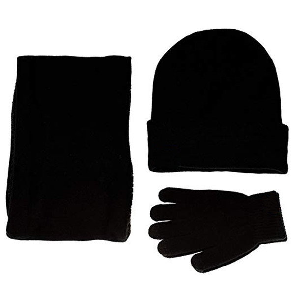 Winter Warm Beanie Hat + Scarf + Touch Screen Gloves, Unisex Thermal Winter Warm Knitted Beanie Hat Neck Glove for Men Women B