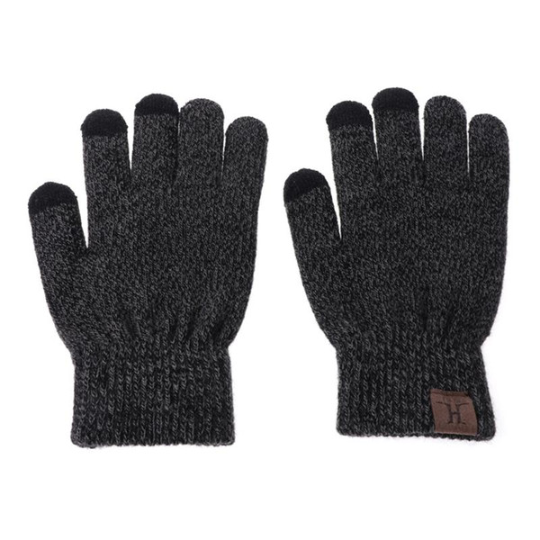 3 Pcs Unisex Men Women Knit Hat Scarf Touch Screen Gloves Warm Winter Set Solid