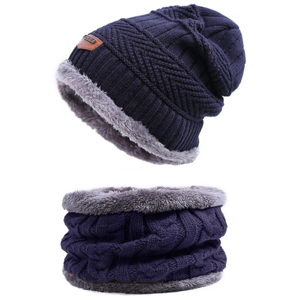 WISH CLUB Winter Hat Scarf Set Men Unisex 6 Colors Knitting Hat Scarf Set Warm Wool Cap Scarves Winter Outdoor Accessories