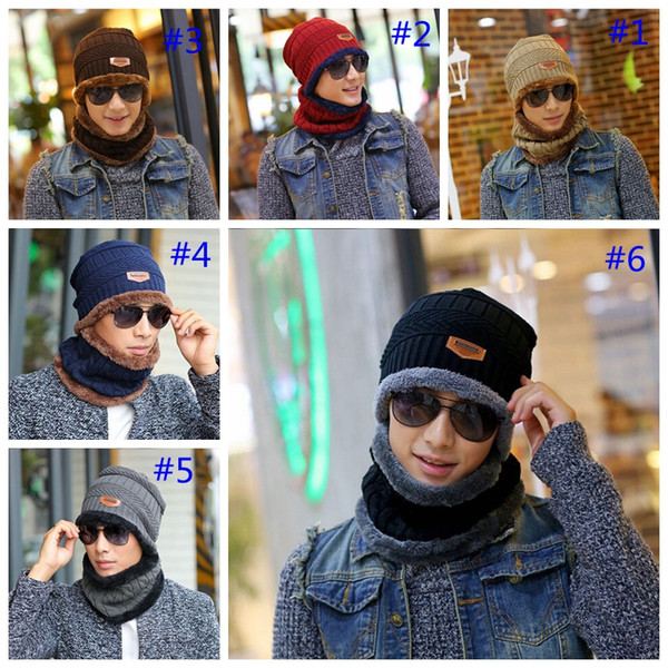 Neck scarf cap Set Skullies Beanies Knitted wool hat winter cashmere hooded men's hat collar warm Bib outdoor hat GGA1026