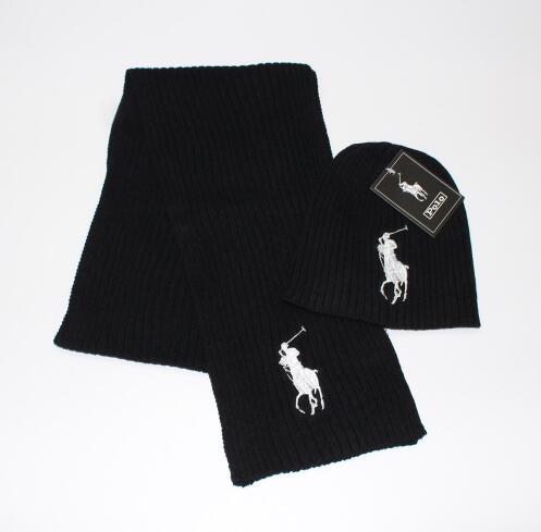 New design luxurious big horse brand autumn winter hat scarf set high-quality knitted warm men's and women's hat scarf set