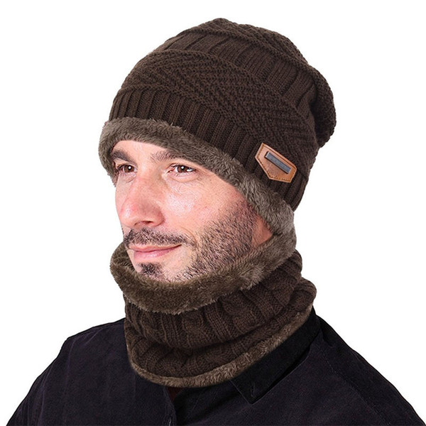 Winter Beanie Hat Scarf Set Warm Knit Hat Thick Skull Cap and Windproof Scarf for Men Outdoor Skiing Sports Driving Activities