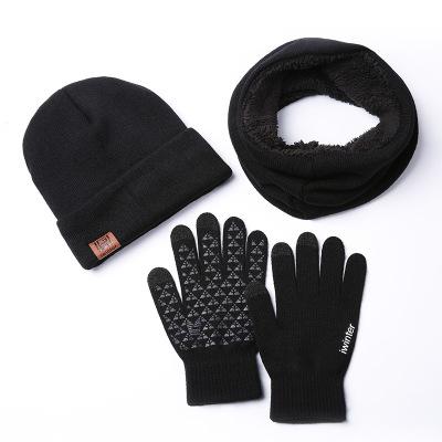 3PCS Warm Set Winter Hats Scarf Gloves For Women Men Thick Cotton Winter Accessories Set Female Male Gloves With Gift Box