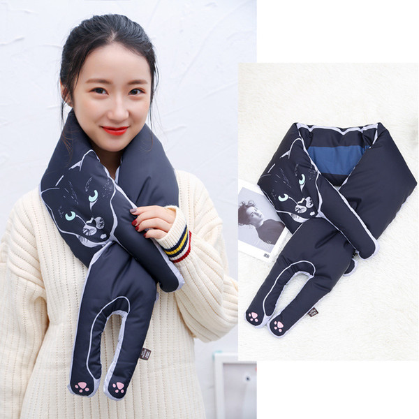 2017 Creative Autumn Winter Warm Scarf Cat Black White Thick Scarf Woman Lady 140*20CM