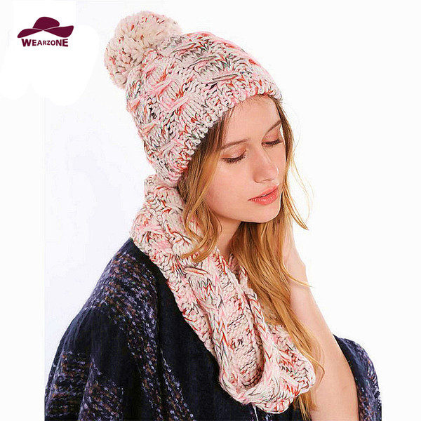 Winter Hat and Scarf Set for women warmer thicken knitted burderry Ring scarves and knitting Hat Set Girls scarf wrap sets