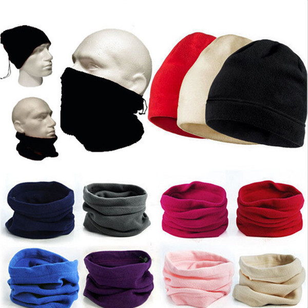 Fleece Beanie Hat Women Men thermal Snood Scarf Neck Warmer Ski Balaclava Winter Unisex Hat Scarf Mask Three purposes Fashion