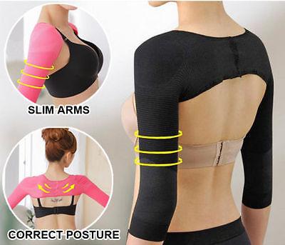 Women Shoulder Arm Control Slimming Shaper Long Sleeve Slimmer Shapewear M L