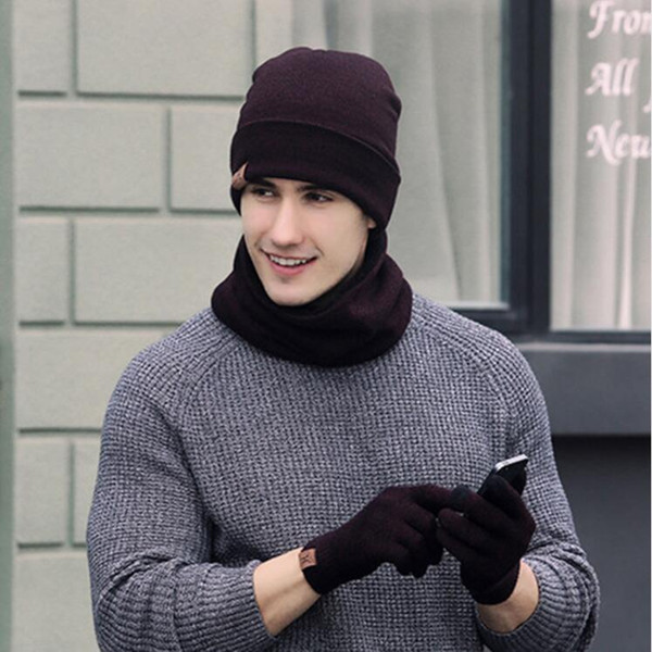 Winter Scarf Hat Glove Sets Men Women Warm Thick Unisex Gloves Set Unisex Caps Scarves Sets Male Female 6 Colors