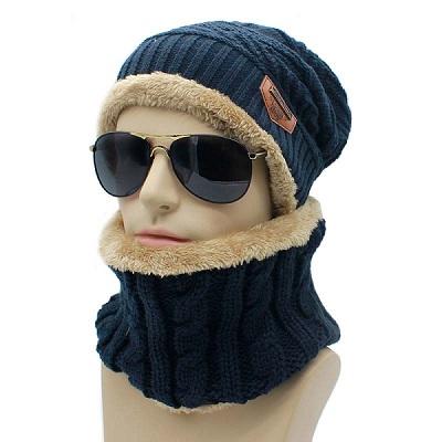 2pc/set Hats & Scarves Sets Warm Men Winter Hats Collars Beanie Hat Knitting Wool Hat Knitted Caps Outdoor Sport Warm