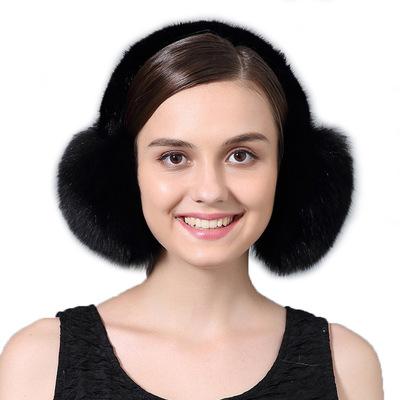 Woman Fashional Real Genuine Fox Fur Earmuff Winter Warm Earmuff