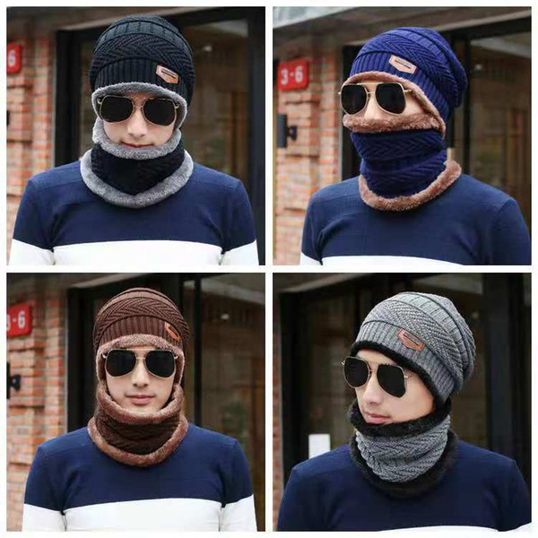 Wool and pile hat men and women winter leisure nerk two-piece cap riding electric car to keep warm knitting cap