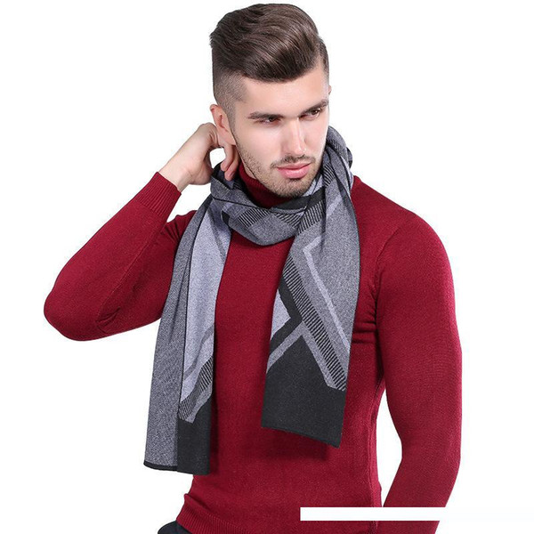 Wholesale- scarf new high-end men's scarf knitted autumn and winter thickened European and American fashion trendy men's Christmas