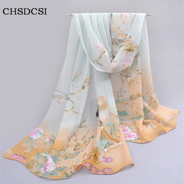 Wholesale- Fashion scarf accessories thin chiffon silk spring and autumn winter scarf women's sunscreen cape print scarf 7color hot rayon