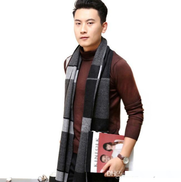 New mens scarf cotton thickened warm scarf classic Korean plaid scarf spot customization wholesale winter scarves