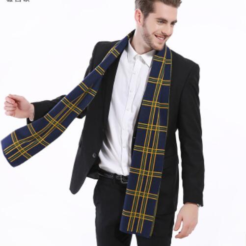 New autumn and winter mens scarf han version of plaid scarf men warm sheep high-grade wool thickened long collar business