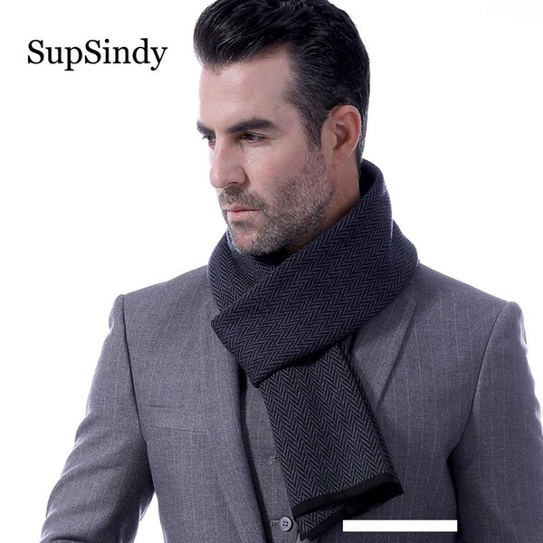 SupSindy Winter scarf men wool cashmere Fashion Casual Men scarf Black Vintage Soft Pinstripe scarves luxury shawl man Warm wrap T191213