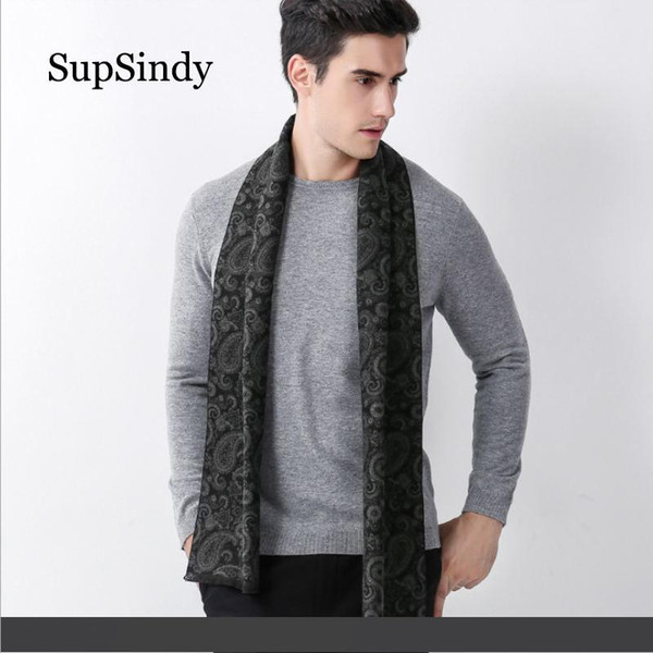 SupSindy Winter scarf men Vintage Soft Paisley Design gray scarves luxury shawl Warm wrap cashmere wool Acrylic Casual men scarf Y200110