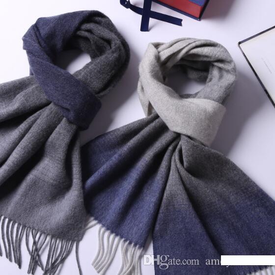 Fashion scarf for mens gradient fringed cashmere shawl scarf winter man scarves keep warm free shipping