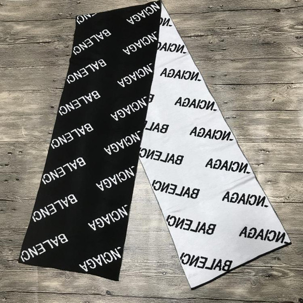 scarf Autumn and winter Europe Paris show models black and white letters two-color double-sided tide brand woman scarves emma52a