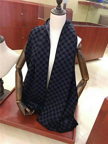 High quality scarf luxury design men's autumn and winter scarf 100% cashmere knitted casual business scarf