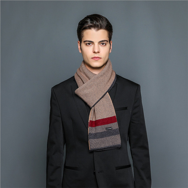 2018 winter new wild stripe stitching color business gentleman men's cashmere warm scarf high-end gift scarf