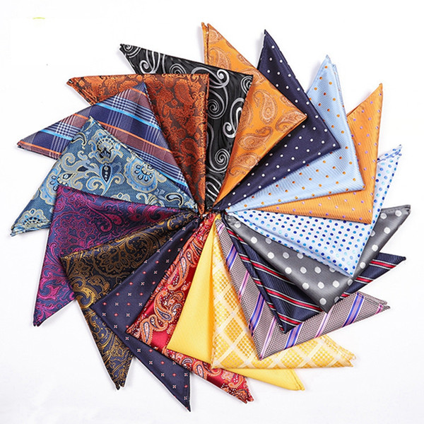 Fashion Men Suit Pocket Square Hankerchief 25*25CM Vintage Polyester Hankies Classic Flower Print Square Towel Scarves