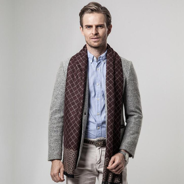 luxury- fashion Brand Men's Plaid Scarf Men Scarves Free Shipping winter scarf Mens Plaid Cashmere Scarf new arrivel