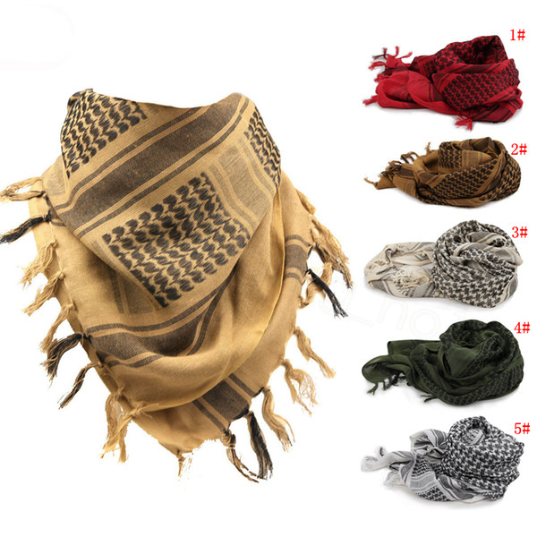 Army Tactical Arab Scarf Shemagh KeffIyeh Muslim Scarves Outdoor Windproof Shawl Hunting Paintball HeadScarf Face Mesh Desert Bandana F3424B