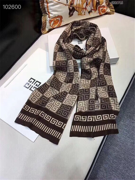 New long 100% wool brand scarf High quality men gentleman style Scarves Designer Autumn winter classic shawl with original packing