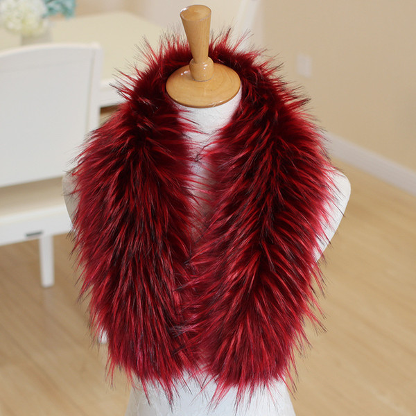 faux fox Fur Scarf Women winter Big Size Fur Collar Scarves Fluffy Coat collar neck warmer wrap for ladies rainbow color