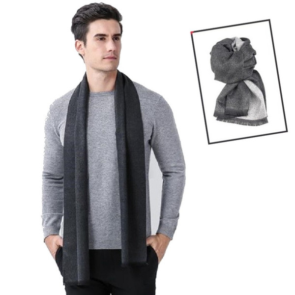 Classic men's scarf business leisure muffler double color cashmere-like warm neckwear long scarves winter autum cumtomized logo