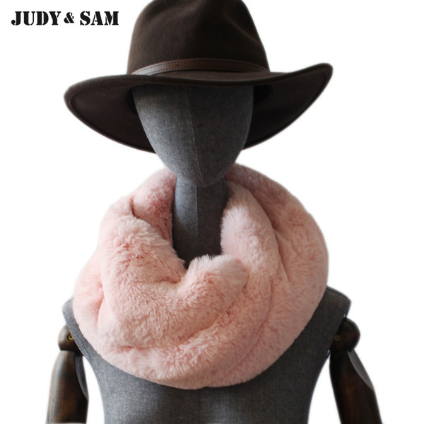 2018 New Faux Rex Rabbit Fur Collar Ring Scarves Winter Fur foulard Thick For Adult Kids Unisex Wrap Women Men Mujer Necklace