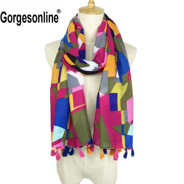 Hot Selling Very Pretty Printing Design Hijab Shawl High Quality Aztec Tribal Scarf Tassel