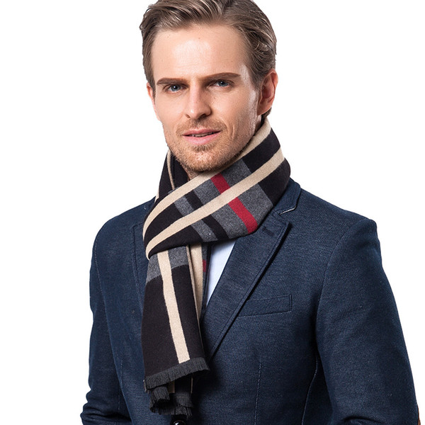 Mens Designer Scarf Long Plaid Cashmere Winter Scarves Luxury Gift Black Navy Purple Red 5 Popular Colors Free Shipping