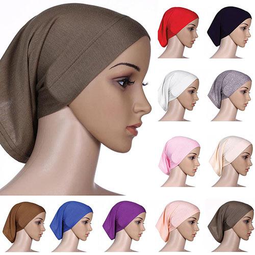 Wholesale-2015 Gorgeous!!! Islamic Muslim Women's Head Scarf Cotton Underscarf Hijab Cover Bonnet 9FAO