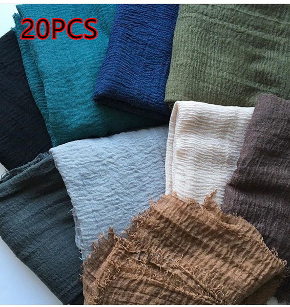 Wholesale- H89 20pcs cotton crinkle scarf hijab shawl 180*110cm 100% thicker can choose colors