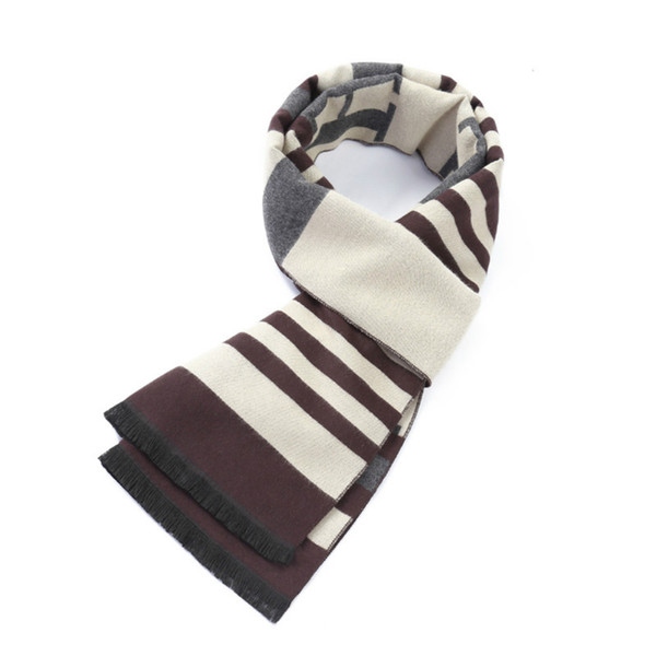 Fashion New Tassels Men's Red Stripe Scarf Imitation Cashmere Luxury Scarf Men Thick Warm Winter Scarves