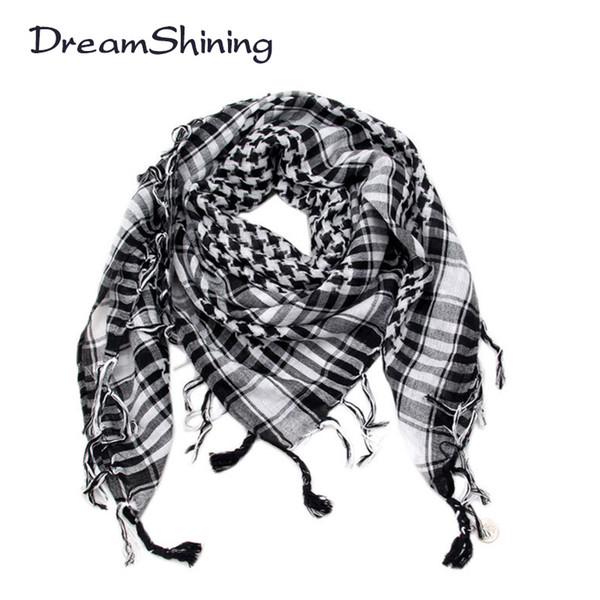 Wholesale-DreamShining Arab Shemagh Tactical Palestine Light Polyester Scarf Shawl For Men Fashion Plaid Printed Men Scarf Wraps