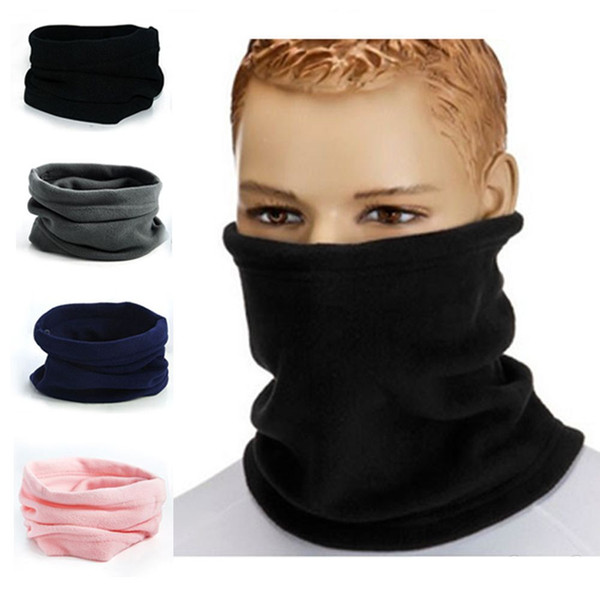 Wholesale-1PC 3in1 Winter Unisex Women Men Sports Thermal Fleece Scarf Snood Neck Warmer Face Mask Beanie Hats