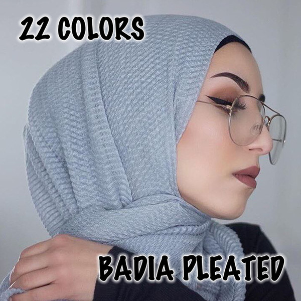 10pcs/lot women fashion solid ridged hijabs scarf pleated islam shawl head wraps soft long muslim crimpled viscose plain hijab