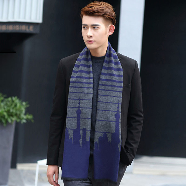 Classic Design Winter cotton Scarf For Man long Warm Cashmere Men Scarves soft Shawls Gift For Man Business Casual Men Shawl Scarf