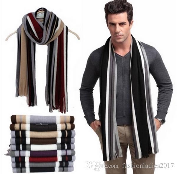 Winter designer scarf men striped cotton scarf female & male brand shawl wrap knit cashmere bufandas Striped scarf with tassels S663