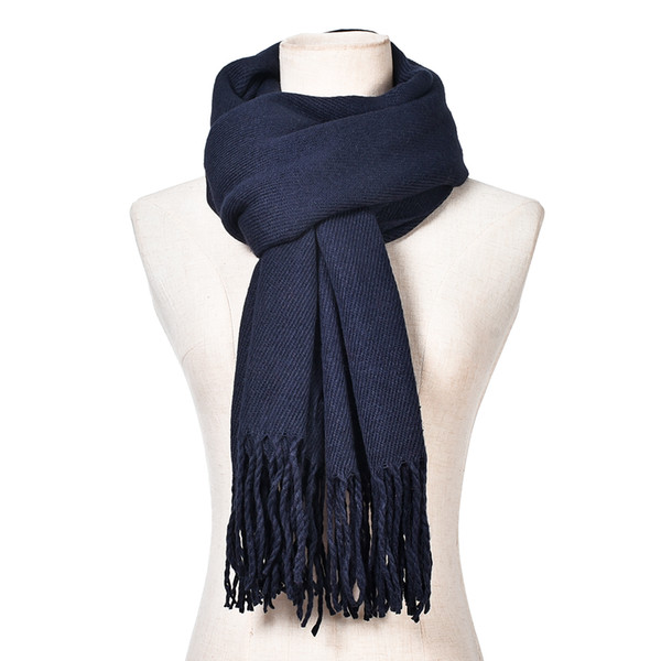 New Fashion Women Men's Winter Warm Tassels Solid Cashmere Feel Scarf High Quality Pashmina Shawls Scarves for Ladies